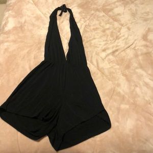 Deep V neck black romper